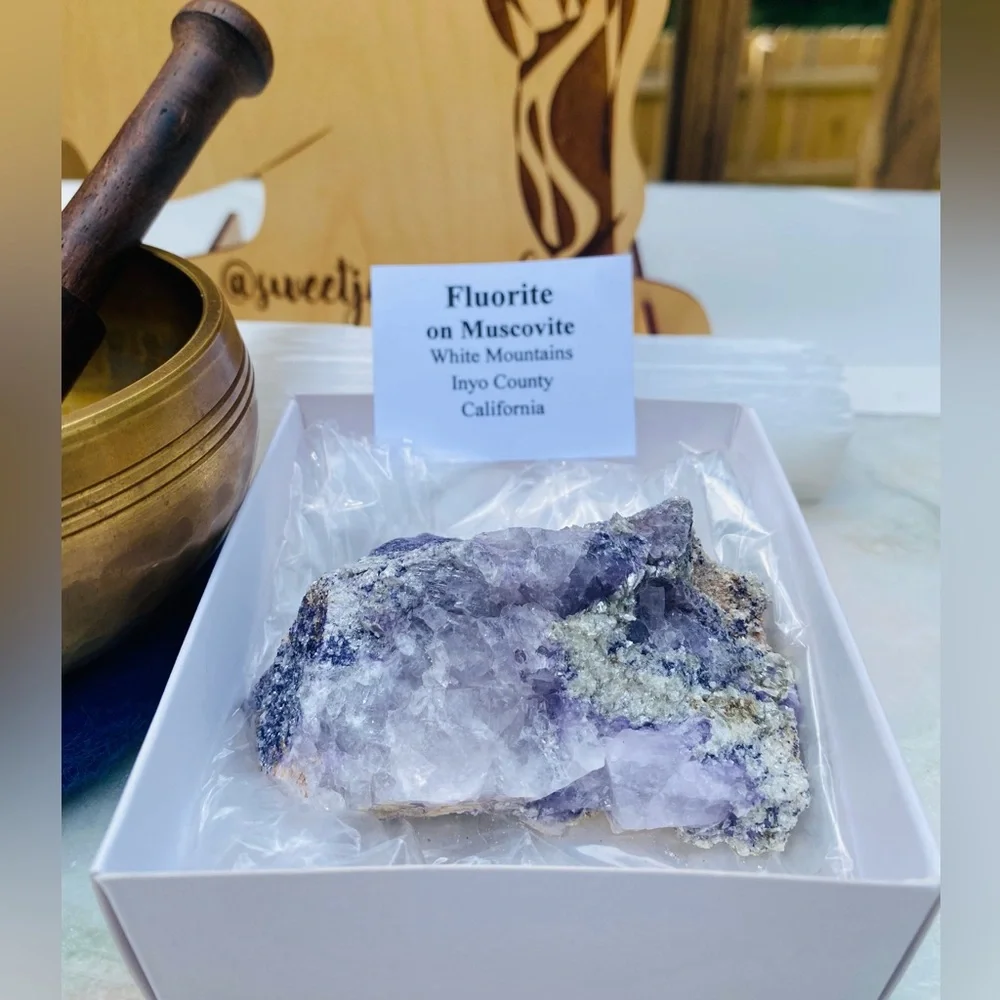 Natural Raw Fluorite on Muscovite Collectible Crystal Specimen 157 Grams